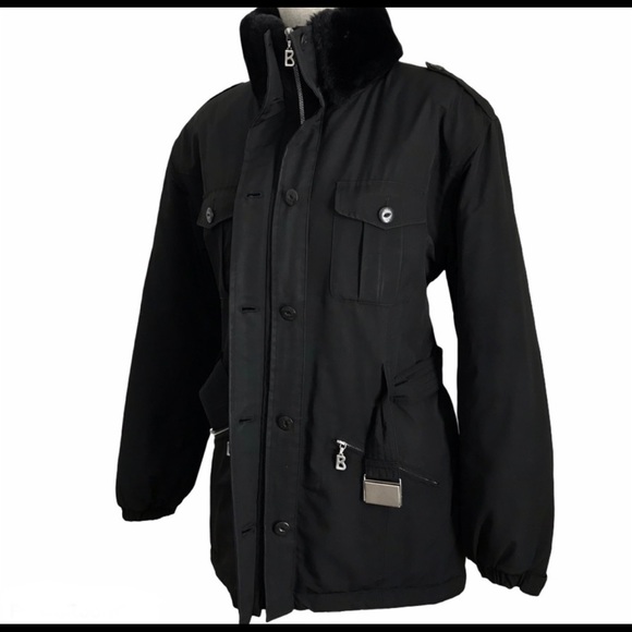 BOGNER Women’s Black Ski Jacket Sz 12, removable faux fur collar and belt - Picture 6 of 8